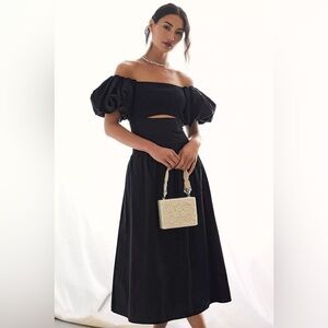 Moon River Off-The-Shoulder Cutout Maxi Dress